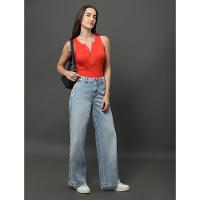 Calça Jeans Feminina Wide Leg Bolso Faca Calvin Klein Jeans - Azul Claro - 5