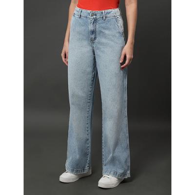 Calça Jeans Feminina Wide Leg Bolso Faca Calvin Klein Jeans - Azul Claro