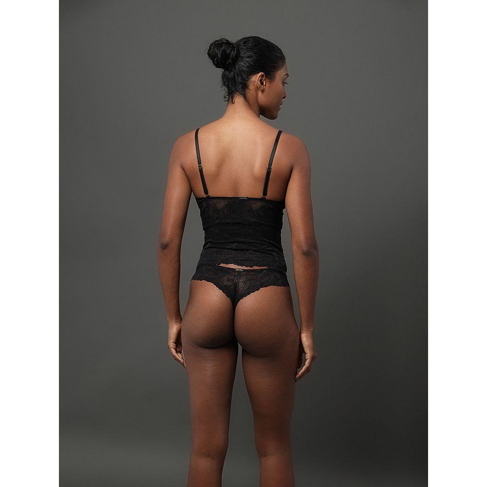 Calcinha Fio Dental Bridal Lace Calvin Klein Underwear - Preto - 5