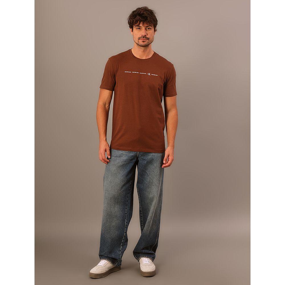 Camiseta Masculina Logo Calvin Klein Jeans - Marrom - 2
