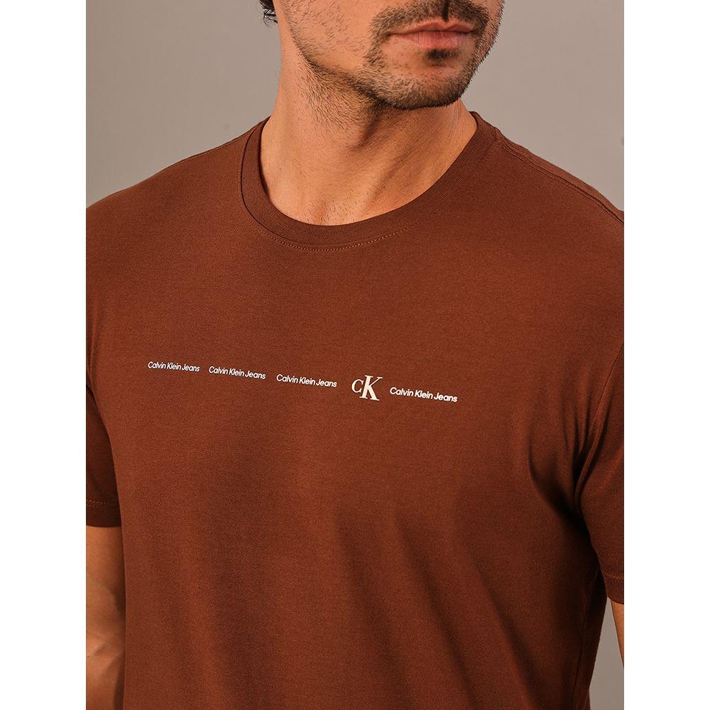 Camiseta Masculina Logo Calvin Klein Jeans - Marrom - 5