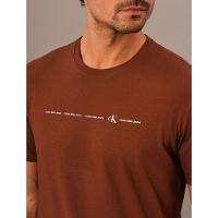 Camiseta Masculina Logo Calvin Klein Jeans - Marrom - 6