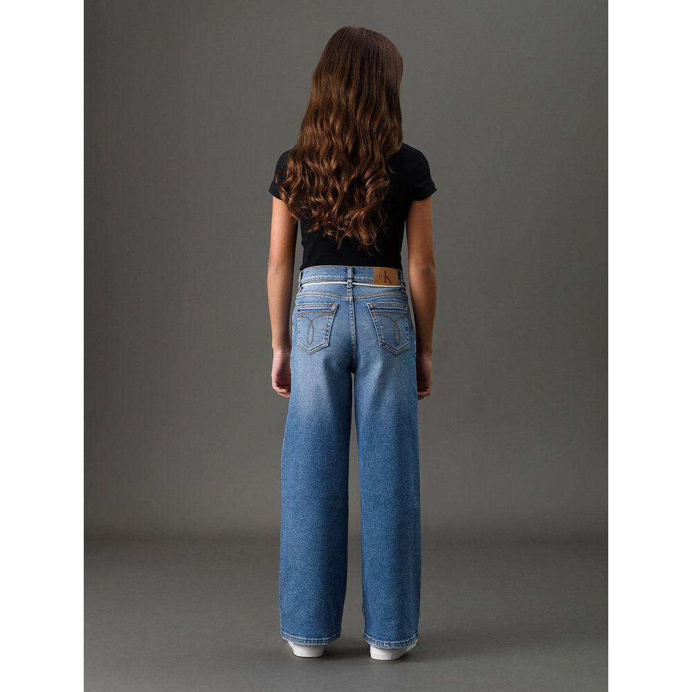 Calça Jeans Menina Wide Leg Com Cadarço Calvin Klein Jeans - Azul Médio - 2