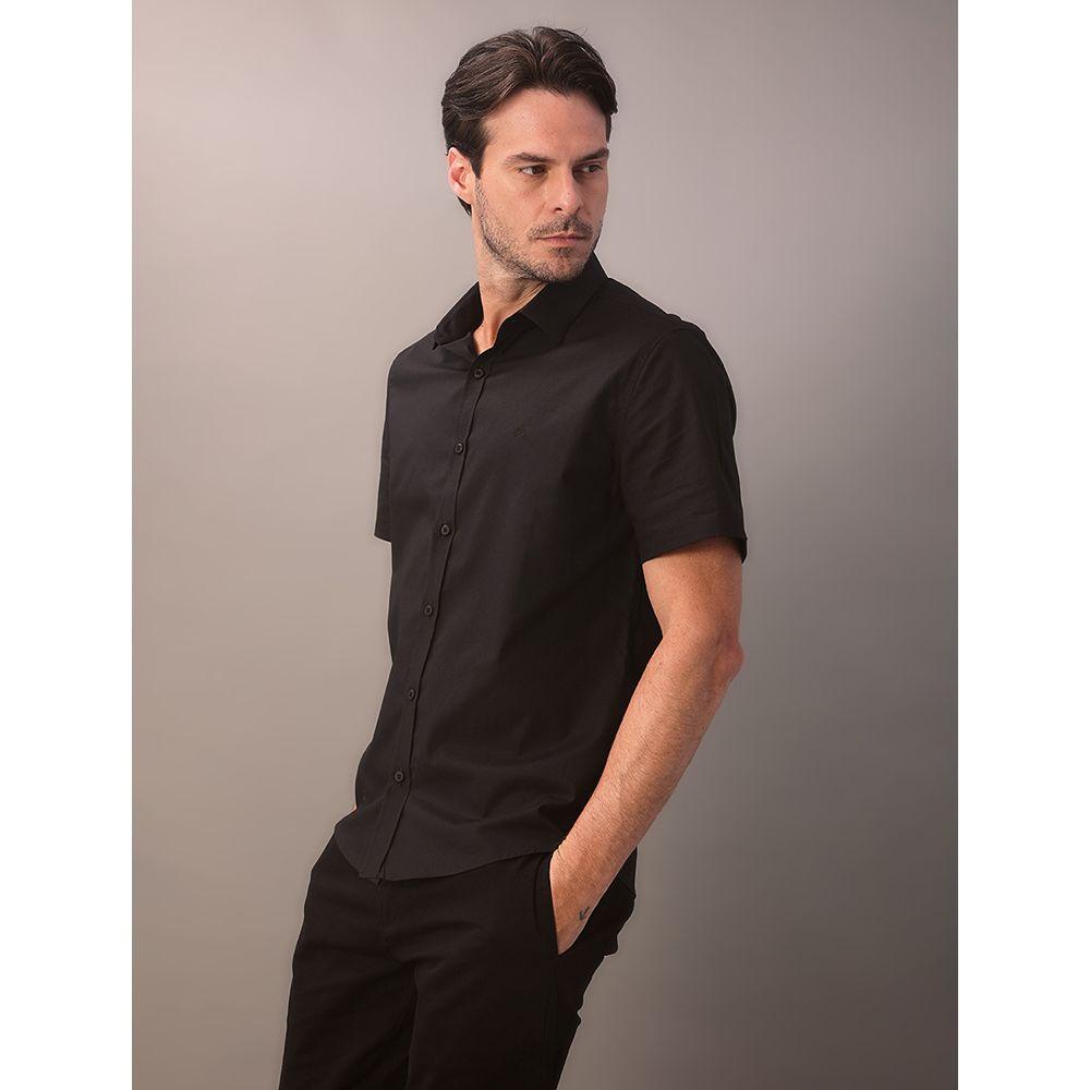 Camisa Mc Algodão Com Elastano - Preto - 2