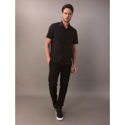 Camisa Manga Curta Algodão Com Elastano - Preto