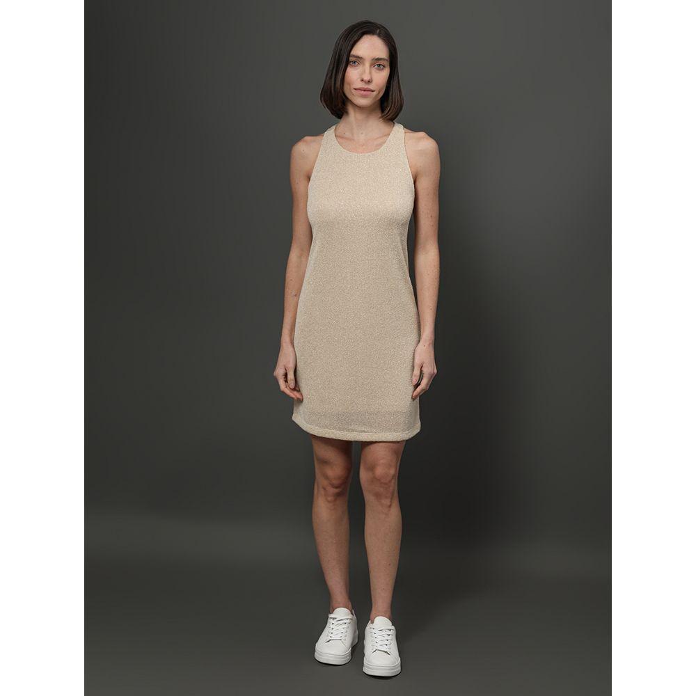 Vestido Feminino Malha Metallic Calvin Klein Jeans - Caqui Medio - 3