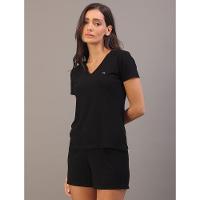Pijama Feminino Camiseta e Short Canelado Calvin Klein Underwear - Preto - 2