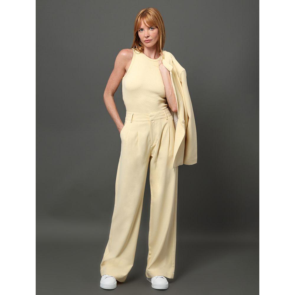 Regata Feminina Logo Bordado Calvin Klein - Amarelo Manteiga - 5