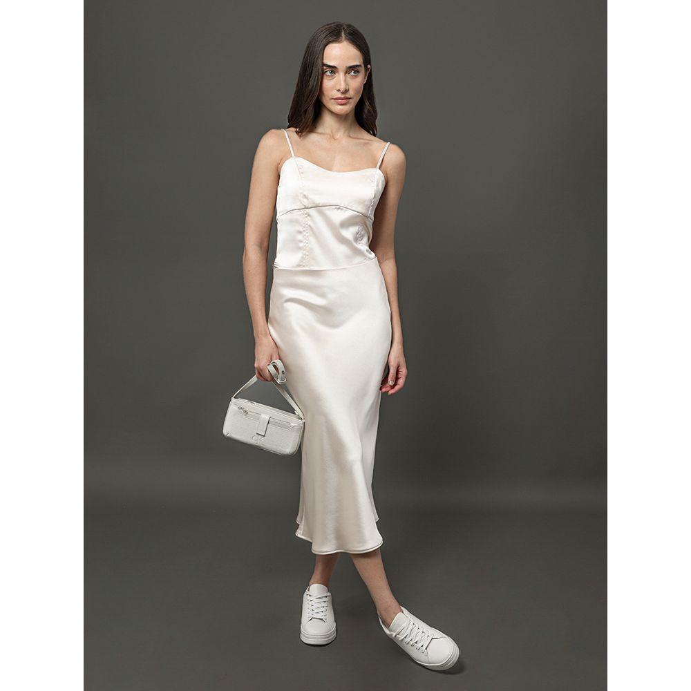 Saia Midi Acetinada Calvin Klein Jeans - Off White - 5