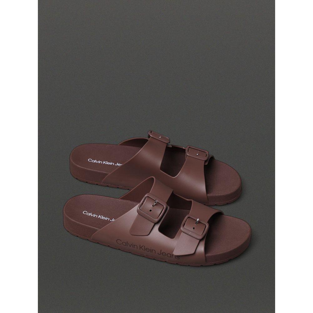 Chinelo Masculino Slide Duas Fivelas Calvin Klein Jeans - Marrom - 2