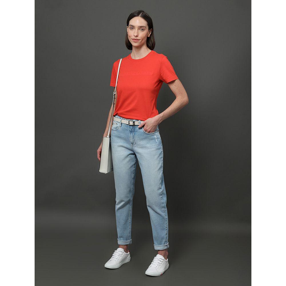 Calça Jeans Feminina Mom Pequenos Puídos Calvin Klein Jeans - Azul Claro - 5