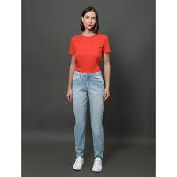 Calça Jeans Feminina Mom Pequenos Puídos Calvin Klein Jeans - Azul Claro - 3