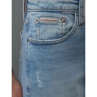 Calça Jeans Feminina Mom Pequenos Puídos Calvin Klein Jeans - Azul Claro