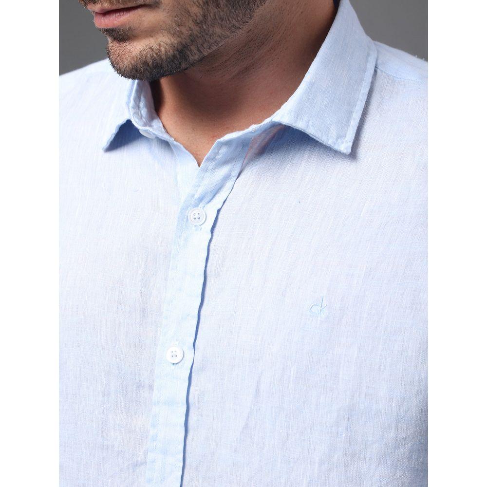 Camisa Masculina Cannes Linen Calvin Klein - Azul Claro - 1