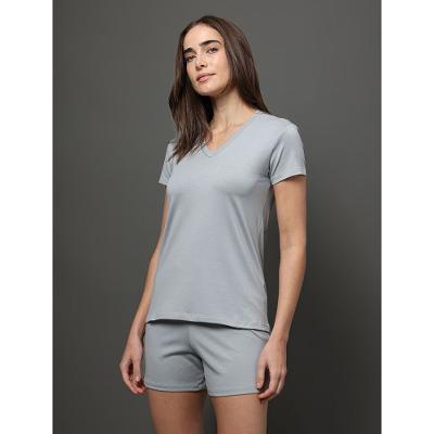 Pijama Fem M/c e Short Pima Cotton - Light Grey
