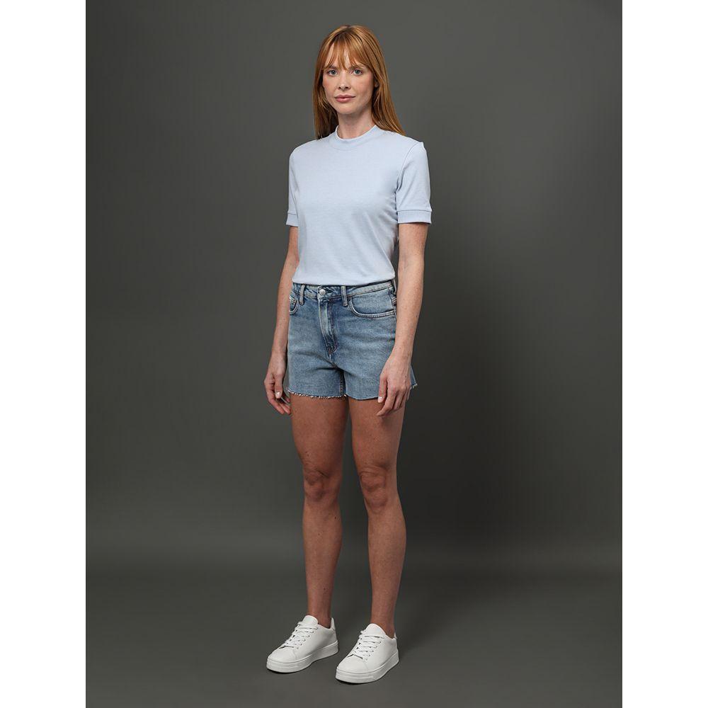 Shorts Jeans Feminino Barras a Fio Calvin Klein Jeans - Azul Claro - 3