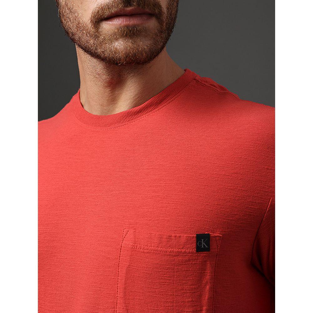 Camiseta Masculina Flamê Com Bolso Calvin Klein Jeans - Vermelho - 4