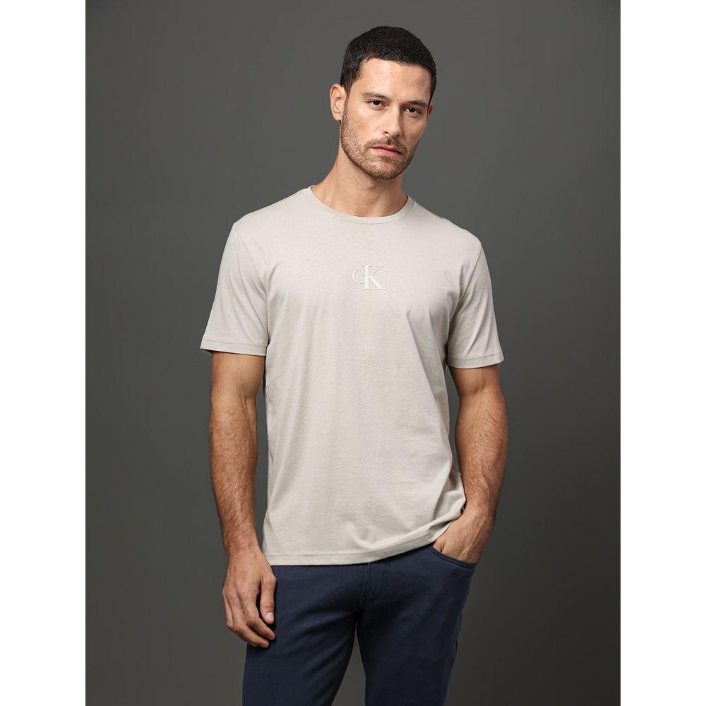 Camiseta Masculina Rubber Patch Calvin Klein Jeans - Caqui Claro - 1