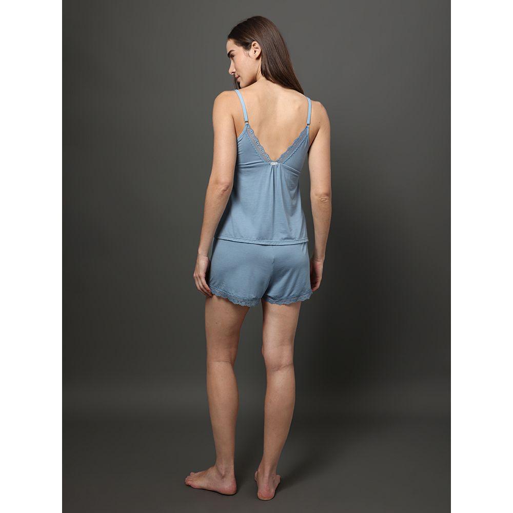 Pijama Feminino Short Doll Modal Lace Calvin Klein Underwear - Azul Claro - 2