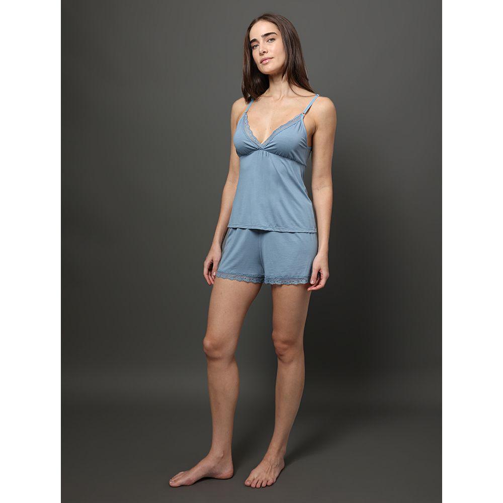 Pijama Feminino Short Doll Modal Lace Calvin Klein Underwear - Azul Claro - 3