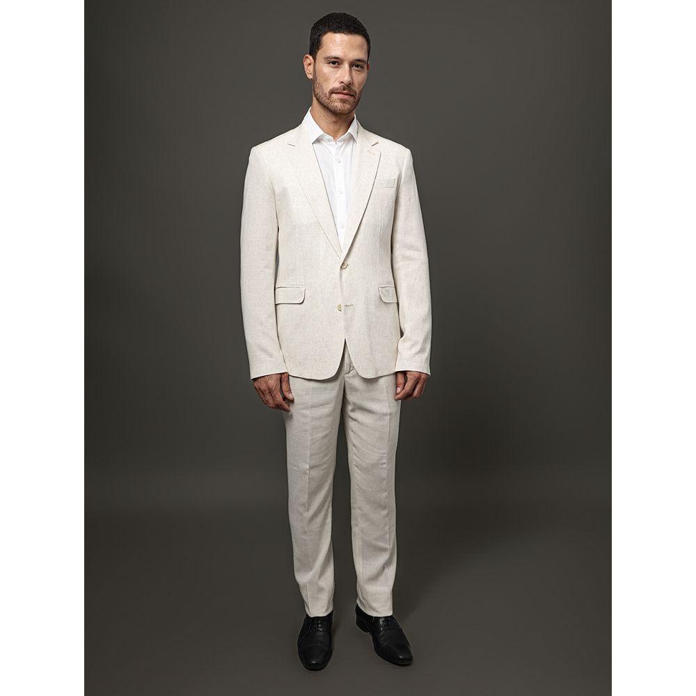 Costume Masculino Slim Linen Calvin Klein - Off White - 3