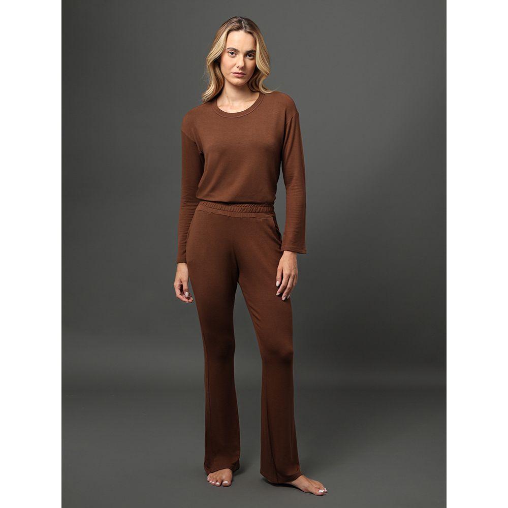 Calça Feminina Wide Moletinho Calvin Klein Underwear - Marrom - 5