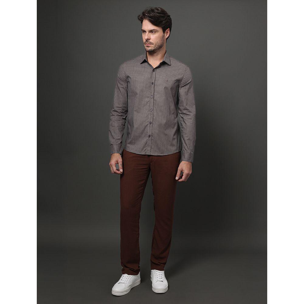 Camisa Masculina Slim Fio 40 Calvin Klein - Marrom - 3