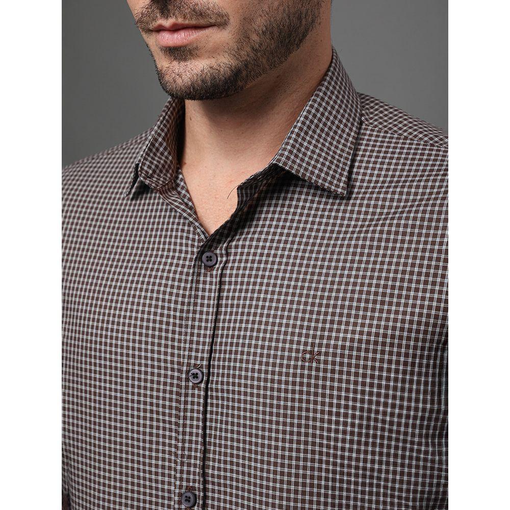 Camisa Masculina Slim Fio 40 Calvin Klein - Marrom - 4