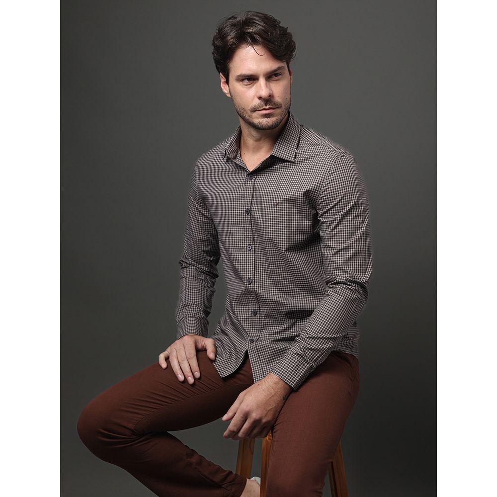 Camisa Masculina Slim Fio 40 Calvin Klein - Marrom - 5
