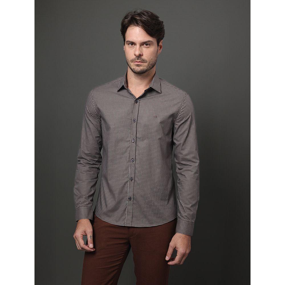 Camisa Masculina Slim Fio 40 Calvin Klein - Marrom - 1