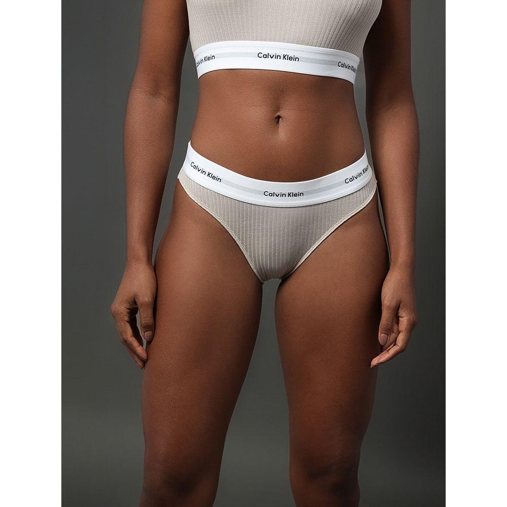 Calcinha Tanga Modal Ribana Modern Calvin Klein Underwear - Areia - 2