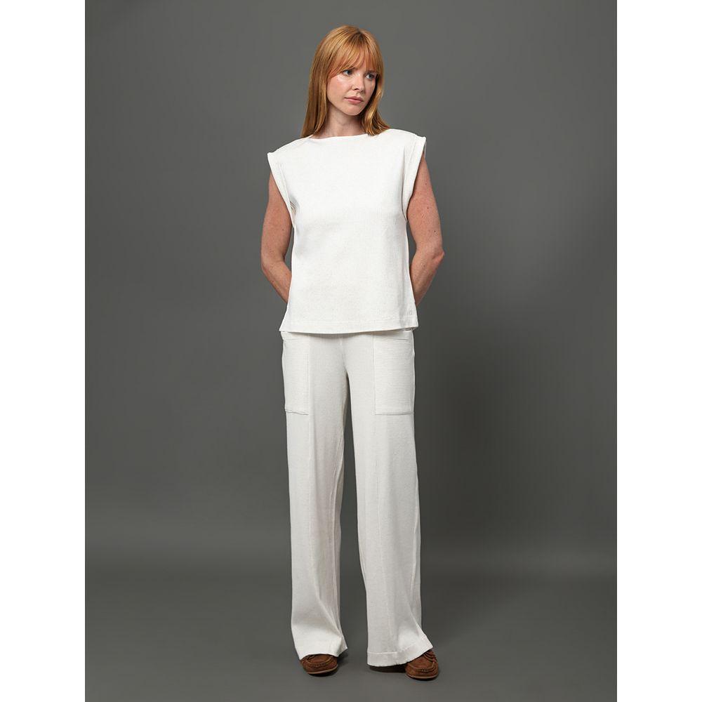 Blusa Feminina Ribana Com Linho Calvin Klein - Off White - 3