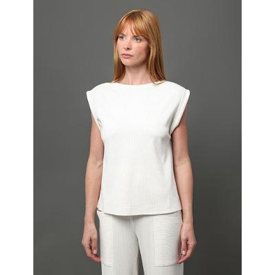 Blusa Feminina Ribana Com Linho Calvin Klein - Off White