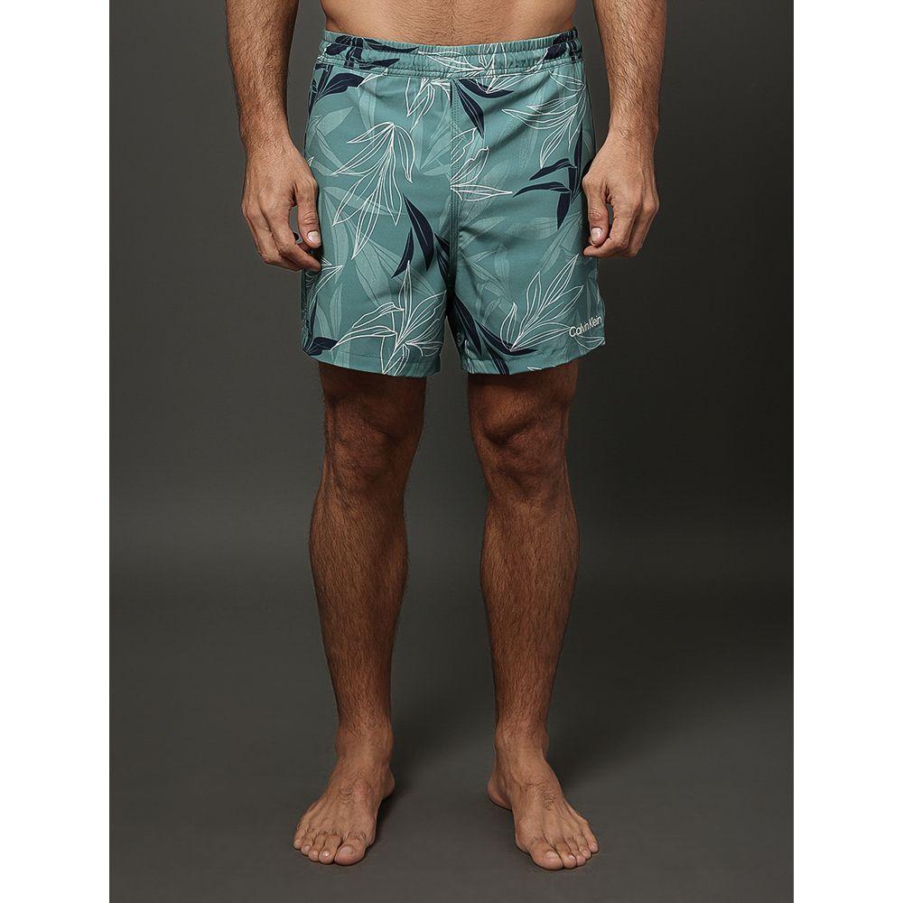 Shorts D'Água Masculino Dupla Face Hibiscus Calvin Klein Swimwear - Verde - 1