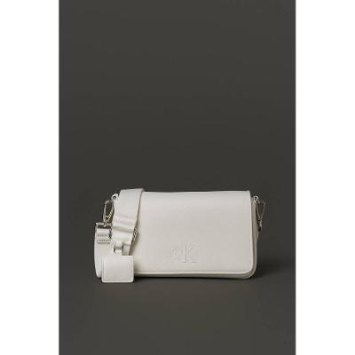 Bolsa Média Feminina Chaveiro Calvin Klein Jeans - Off White