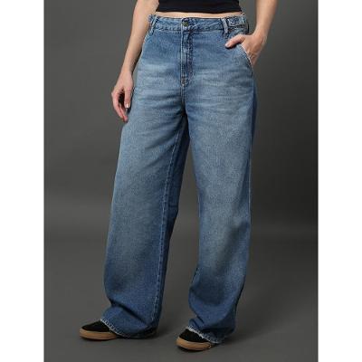 Calça Jeans Feminina Low Crotch Com Regulador Calvin Klein Jeans - Azul Médio