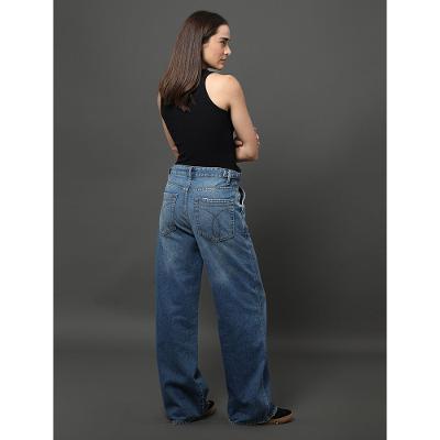 Calça Jeans Feminina Low Crotch Com Regulador Calvin Klein Jeans - Azul Médio