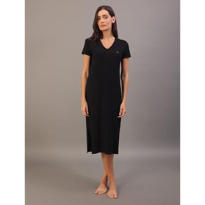 Camisola Feminina Midi Visco Canelada Calvin Klein Underwear - Preto