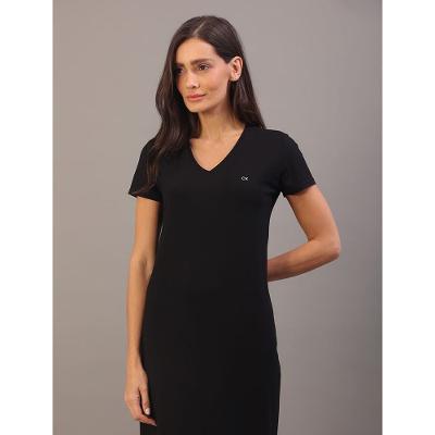 Camisola Feminina Midi Visco Canelada Calvin Klein Underwear - Preto