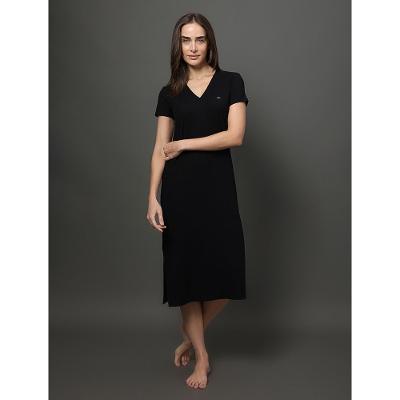 Camisola Feminina Midi Visco Canelada Calvin Klein Underwear - Preto