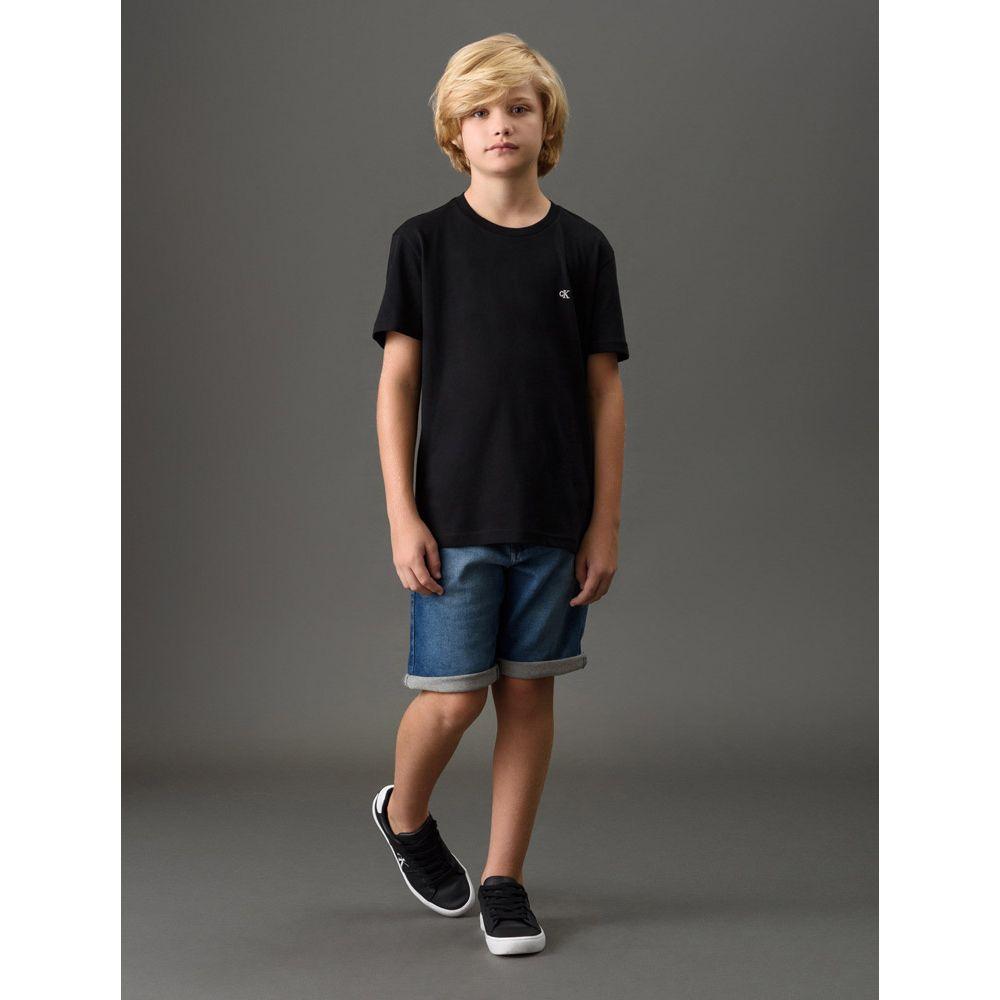Bermuda Jeans Menino Moletom Com Cadarço Calvin Klein Jeans - Marinho - 1