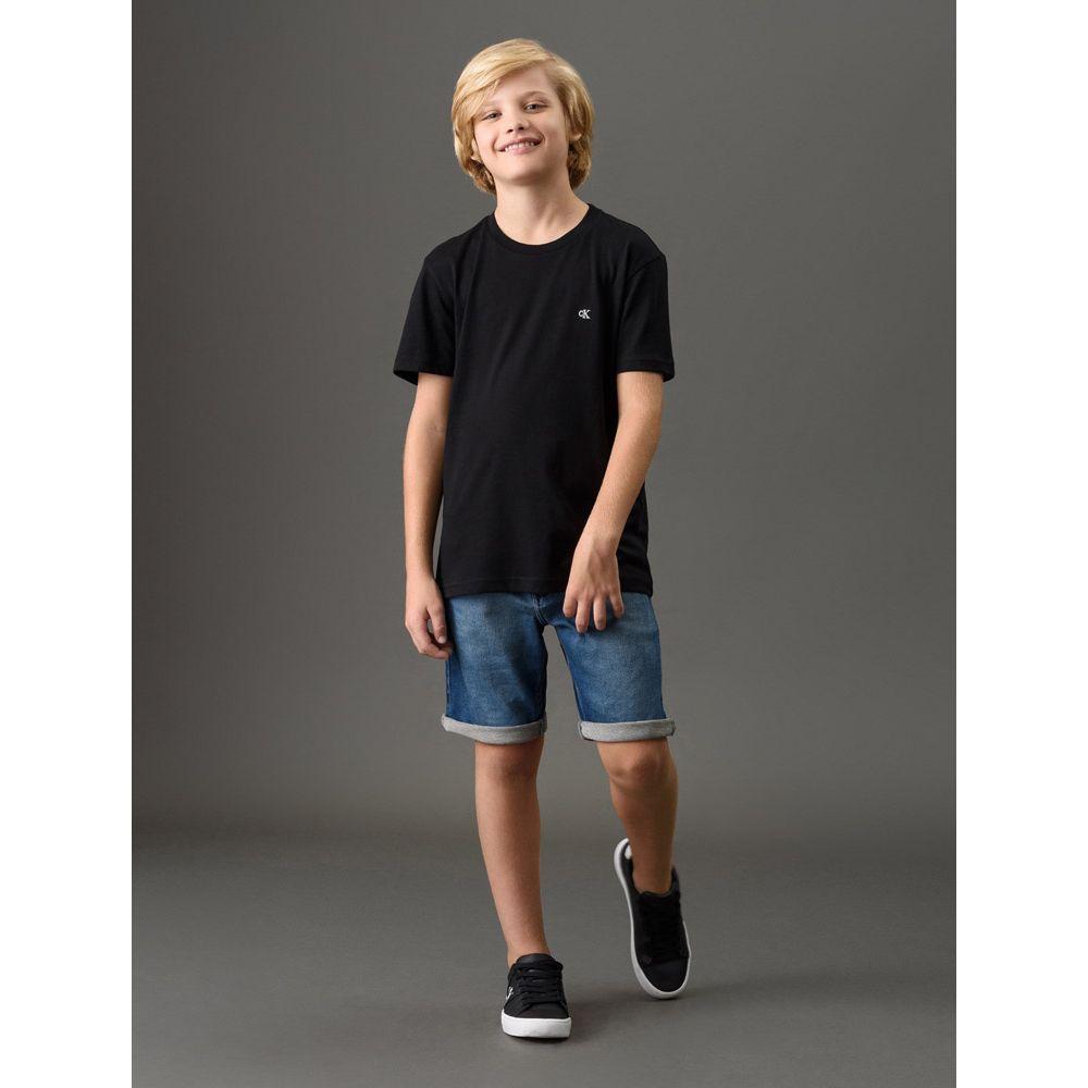 Bermuda Jeans Menino Moletom Com Cadarço Calvin Klein Jeans - Marinho - 3