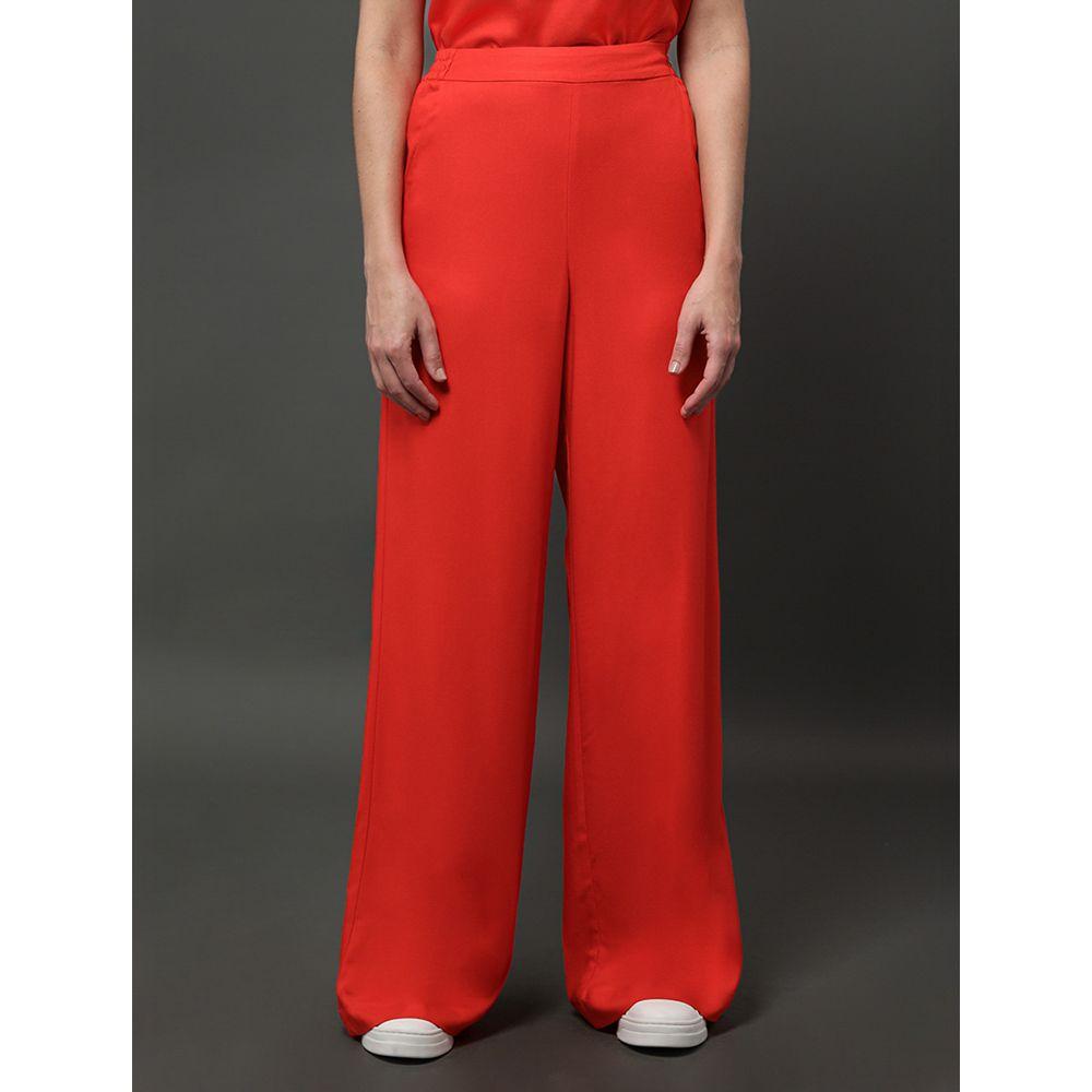 Calça Feminina Super Wide Leg Calvin Klein Jeans - Vermelho - 1