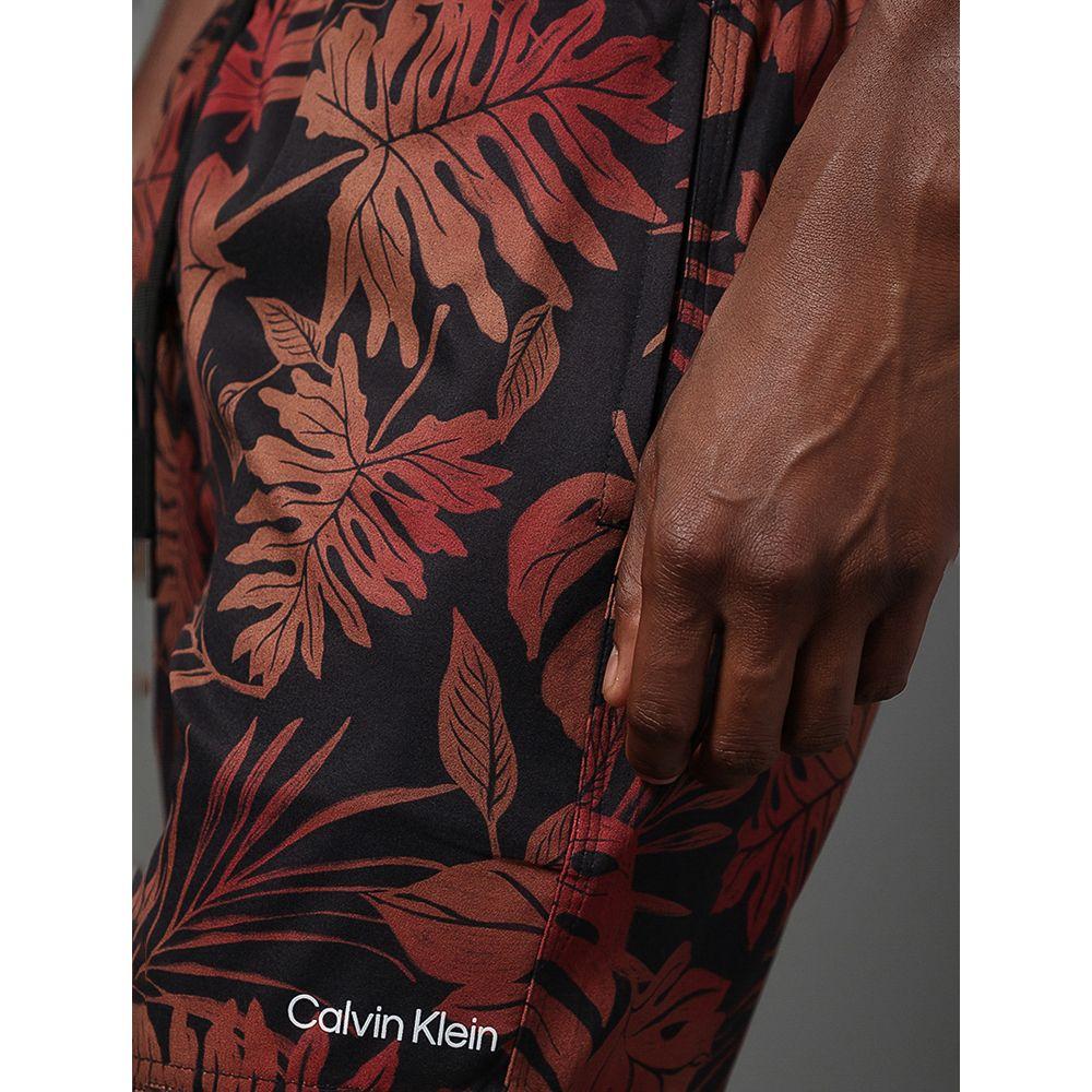 Shorts D'Água Masculino Elástico Folhas Calvin Klein Swimwear - Vermelho Escuro - 4