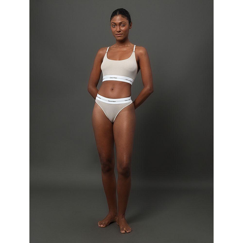 Calcinha Tanga Modal Ribana Modern Calvin Klein Underwear - Areia - 1