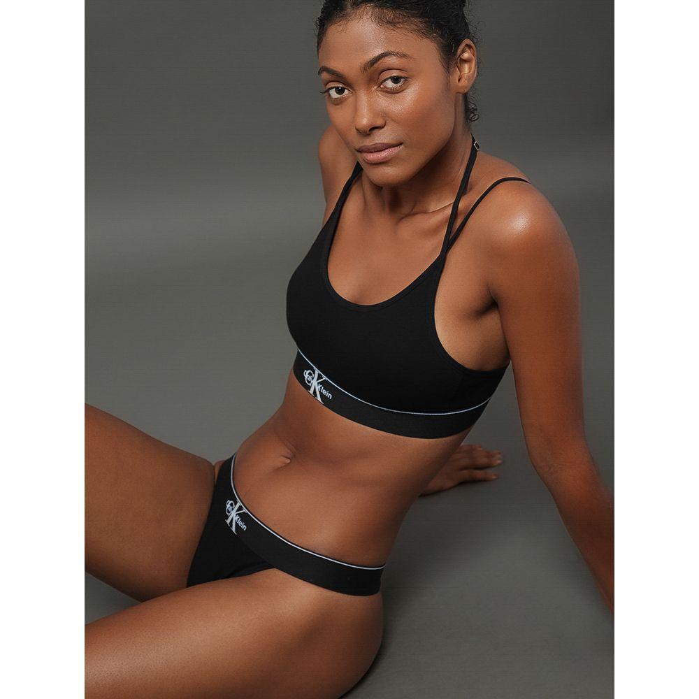 Calcinha Fio Dental Cotton Monogram Calvin Klein Underwear - Preto - 3