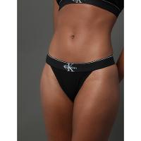 Calcinha Fio Dental Cotton Monogram Calvin Klein Underwear - Preto