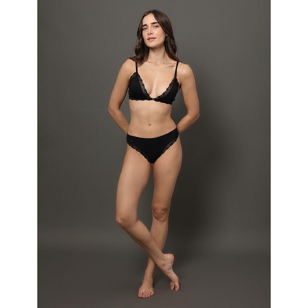 Calcinha Fio Dental Modal Lace Calvin Klein Underwear - Preto - 3