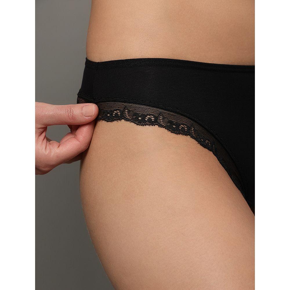 Calcinha Fio Dental Modal Lace Calvin Klein Underwear - Preto - 4