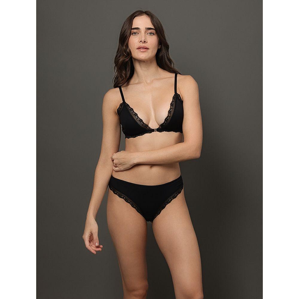Calcinha Fio Dental Modal Lace Calvin Klein Underwear - Preto - 1